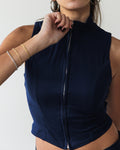 Navy Victorian Zip Top