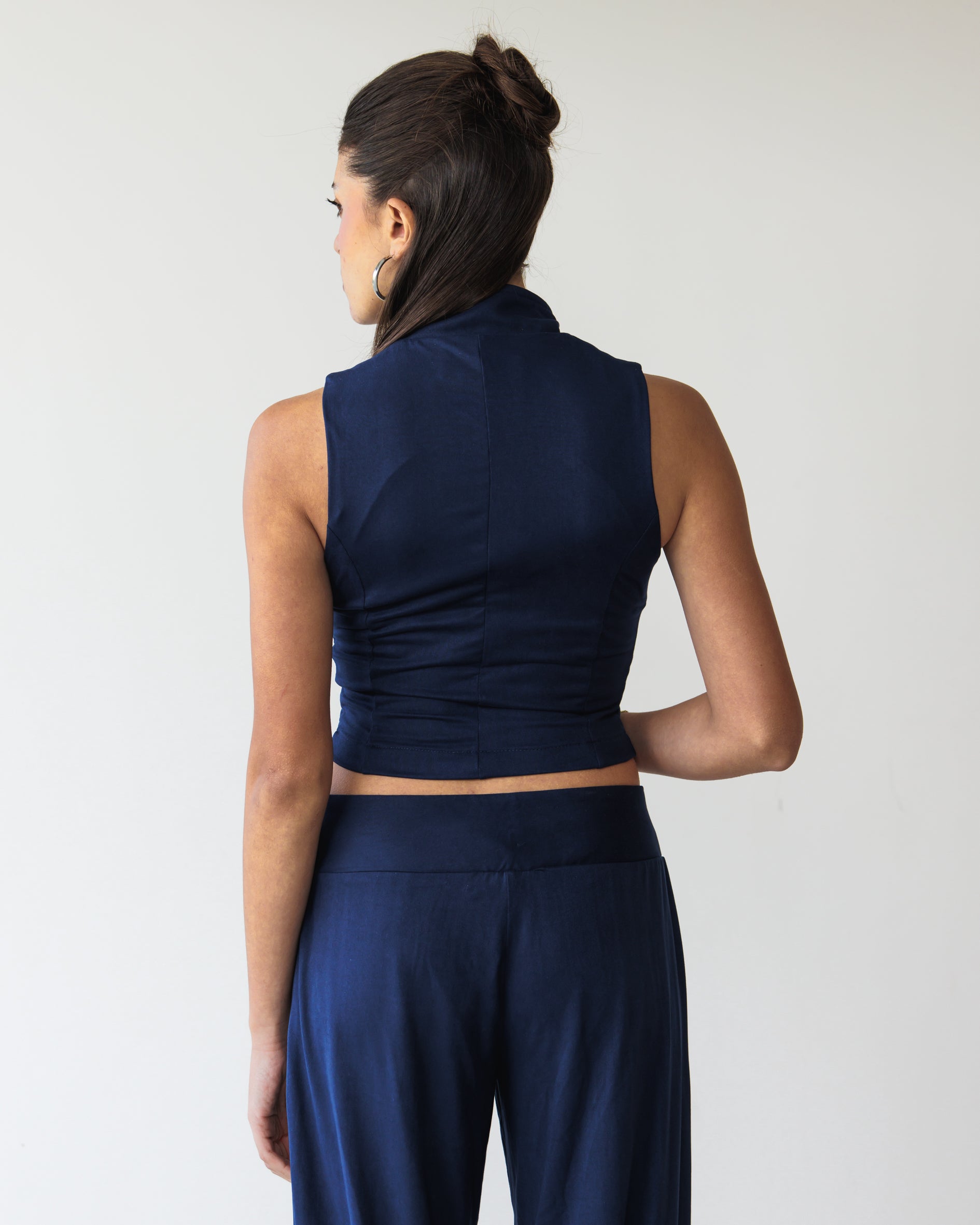 Navy Victorian Zip Top