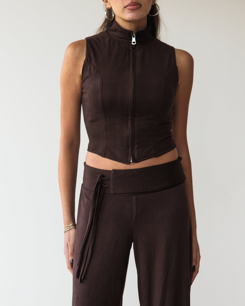 Brown Victorian Zip Top