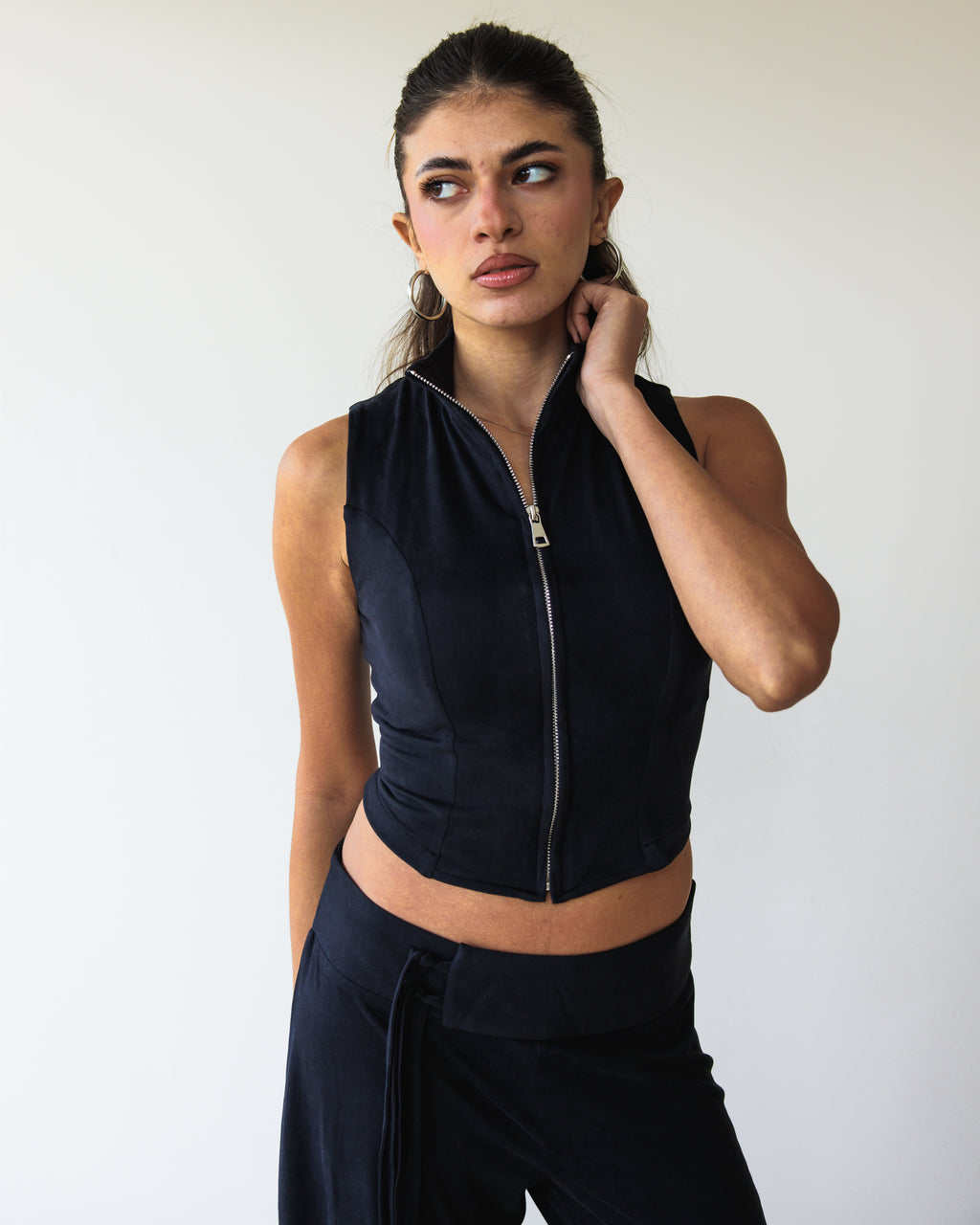 Black Victorian Zip Top