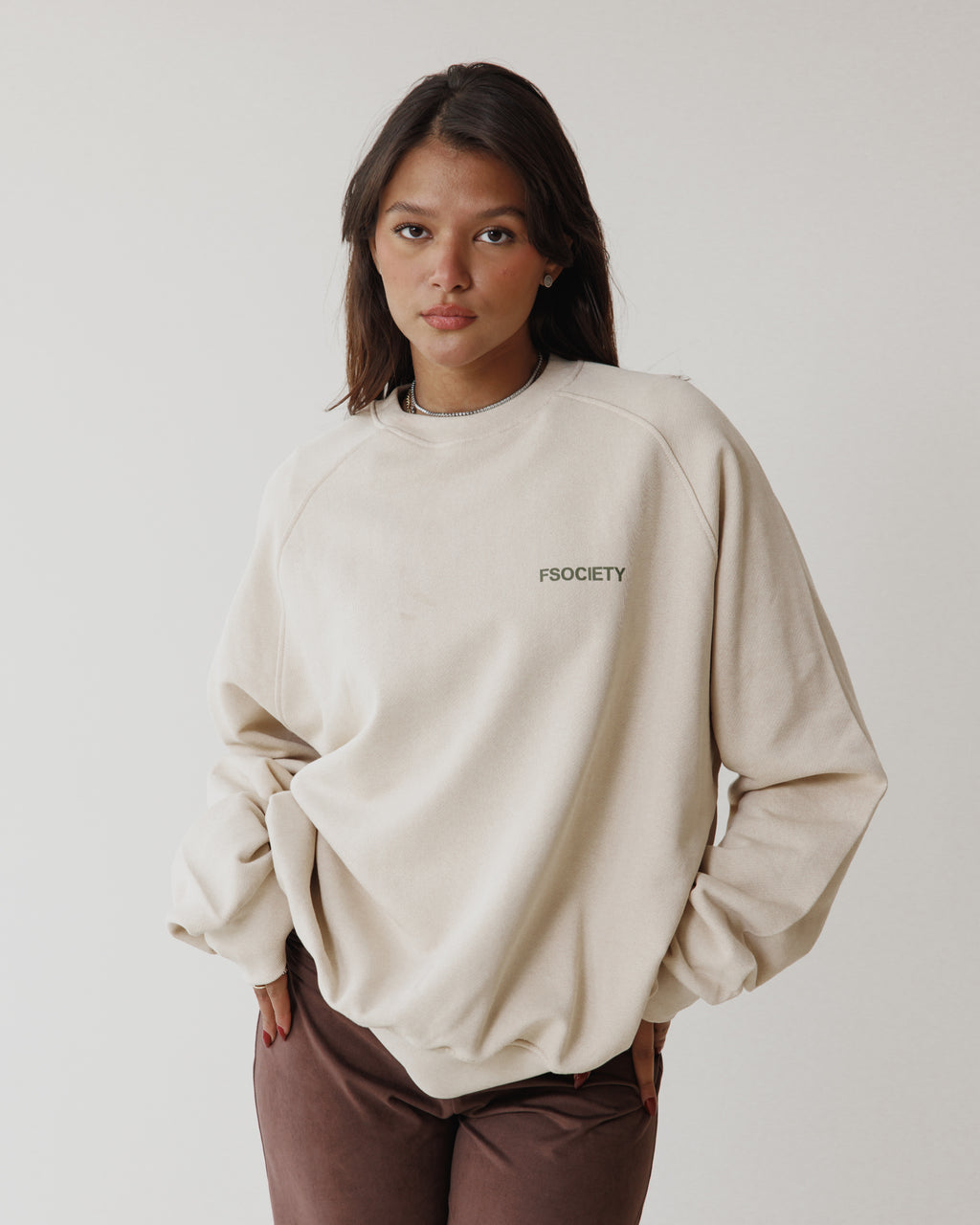 Beige Hefty Crewneck