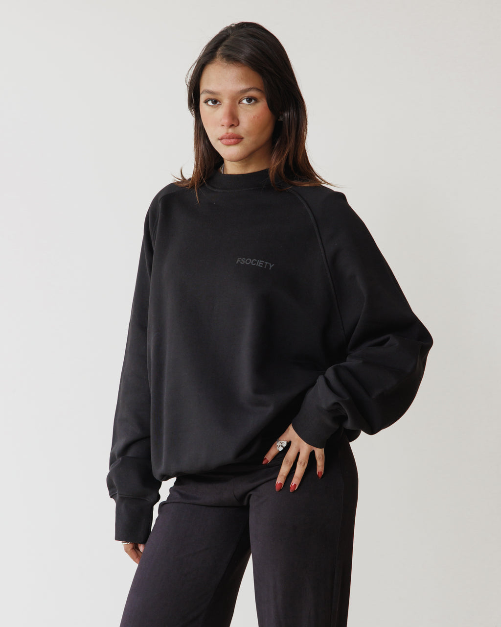 Hefty Black Crewneck
