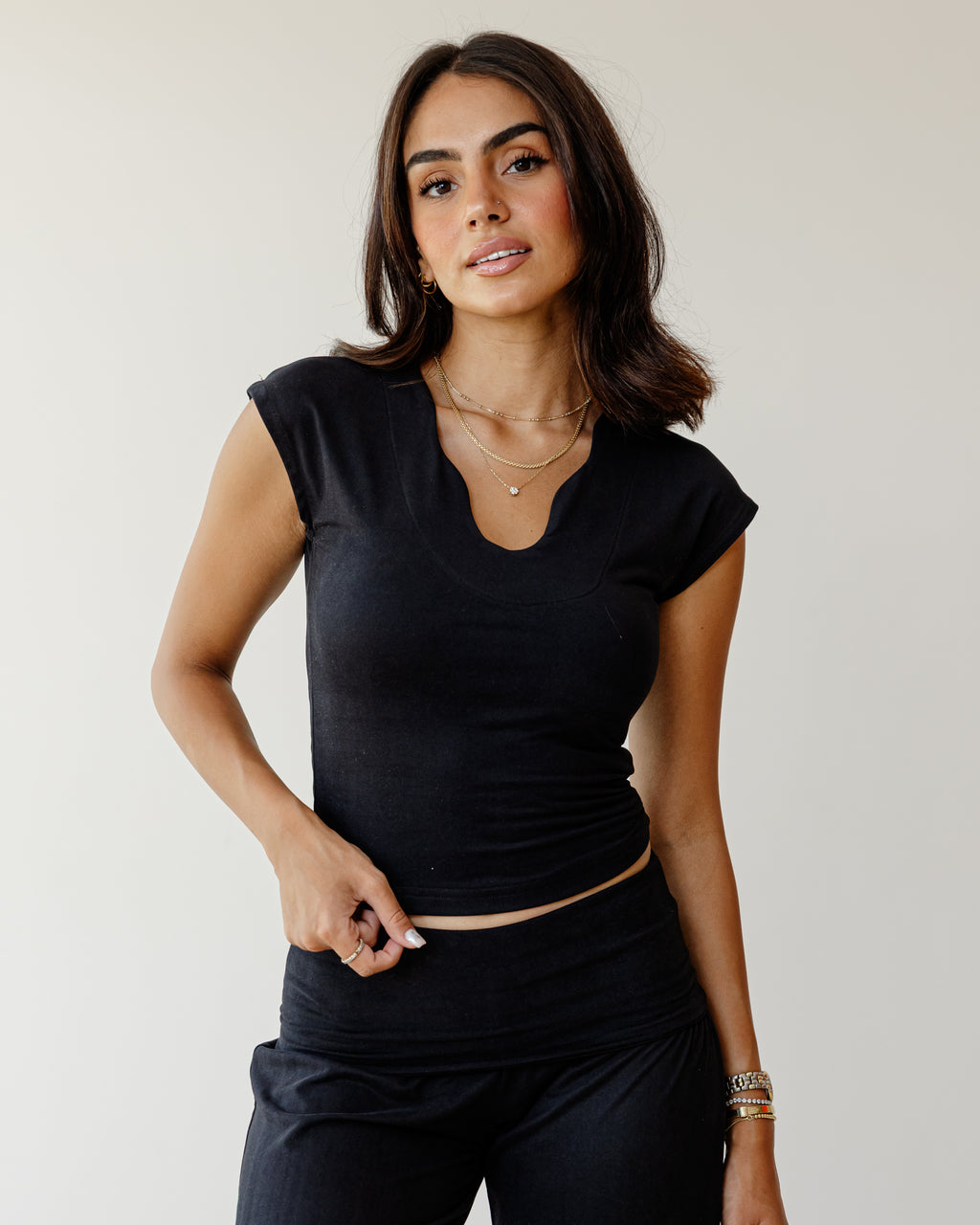Victorian Grace Black Top (Short Sleeve)
