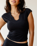 Victorian Grace Black Top (Short Sleeve)