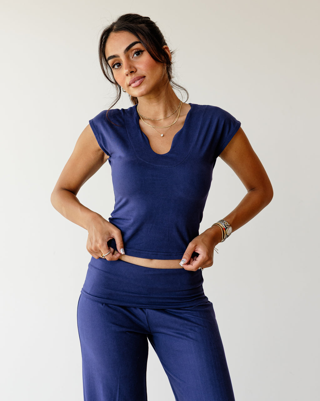 Victorian Flip Light Navy Pants