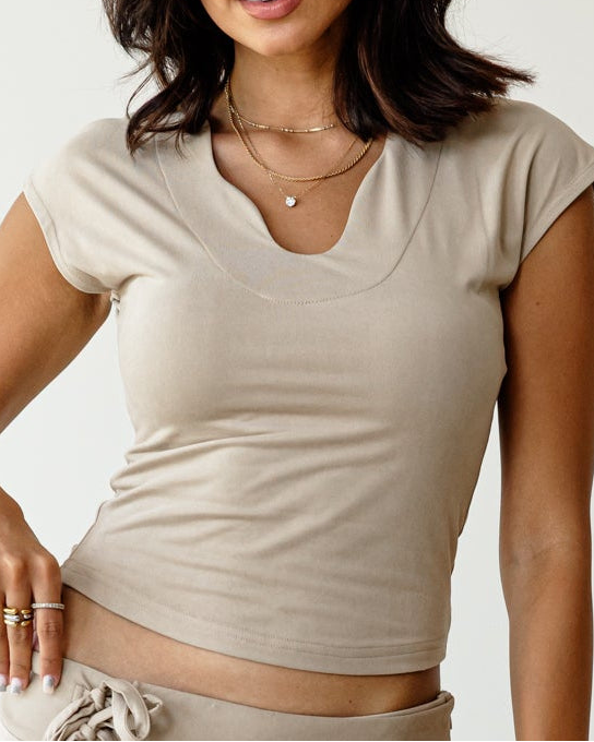 Victorian Grace Beige Top (Short Sleeve)