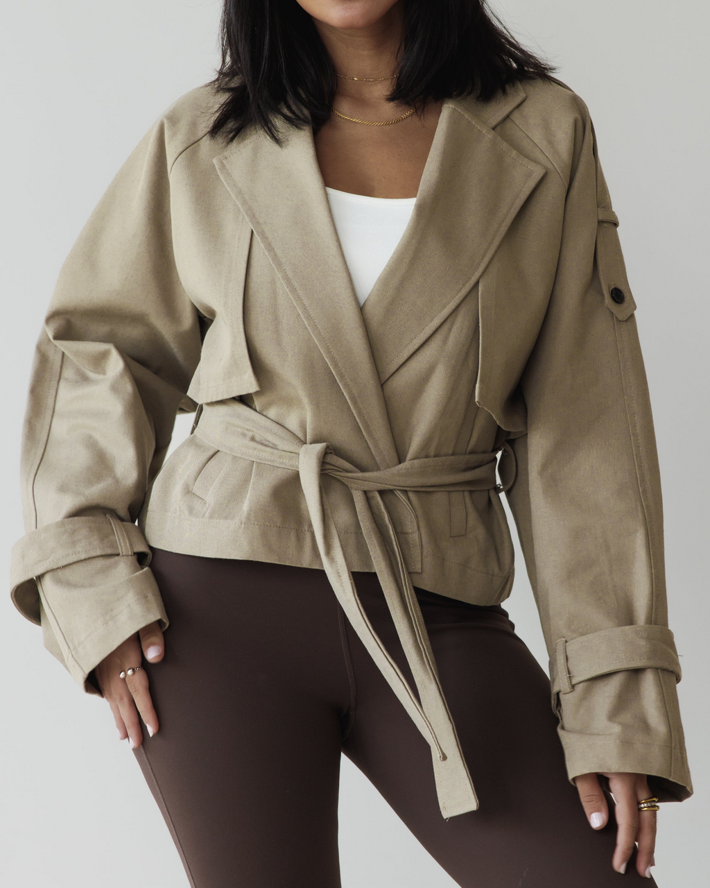 Beige Cropped Trench