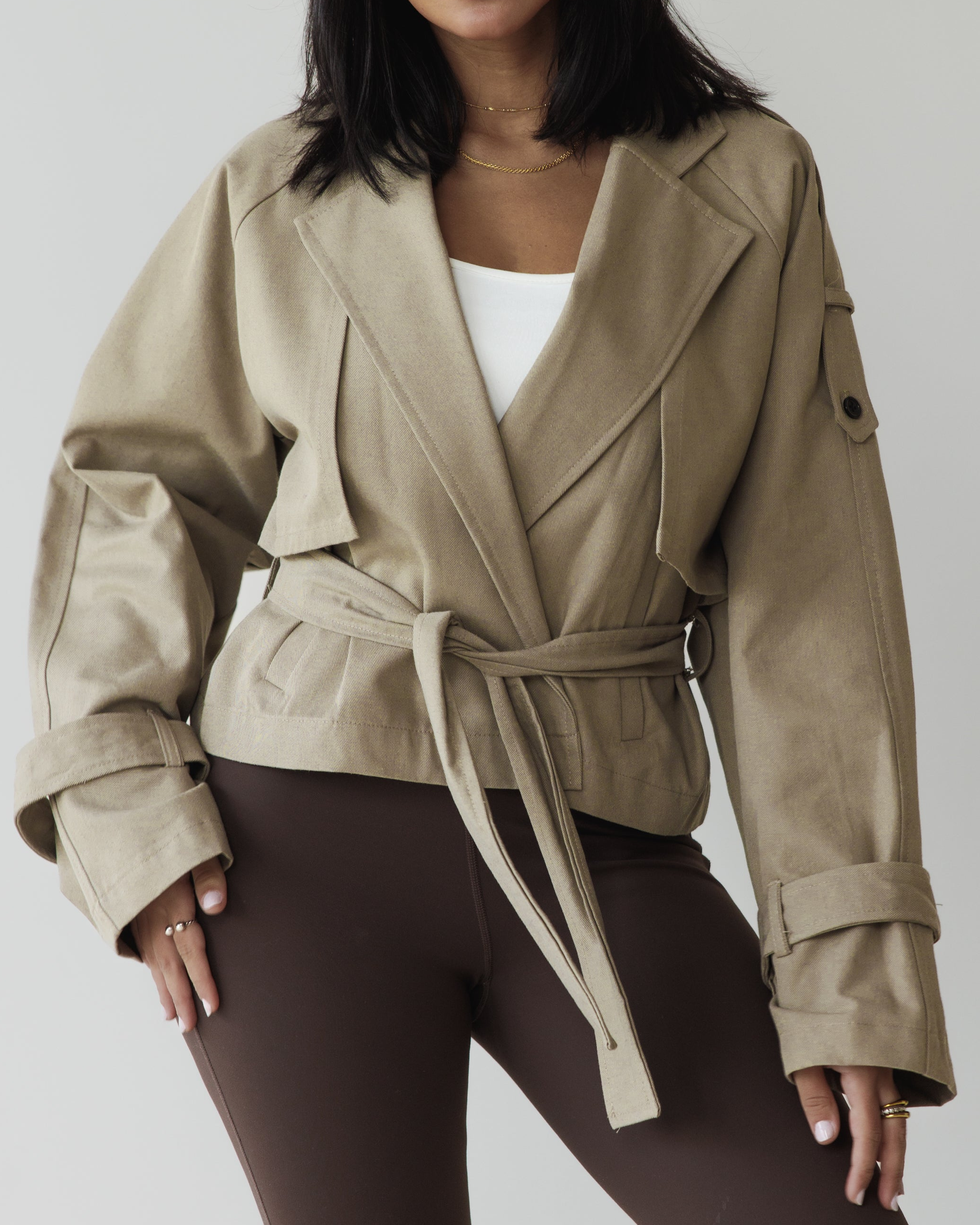 Beige Cropped Trench