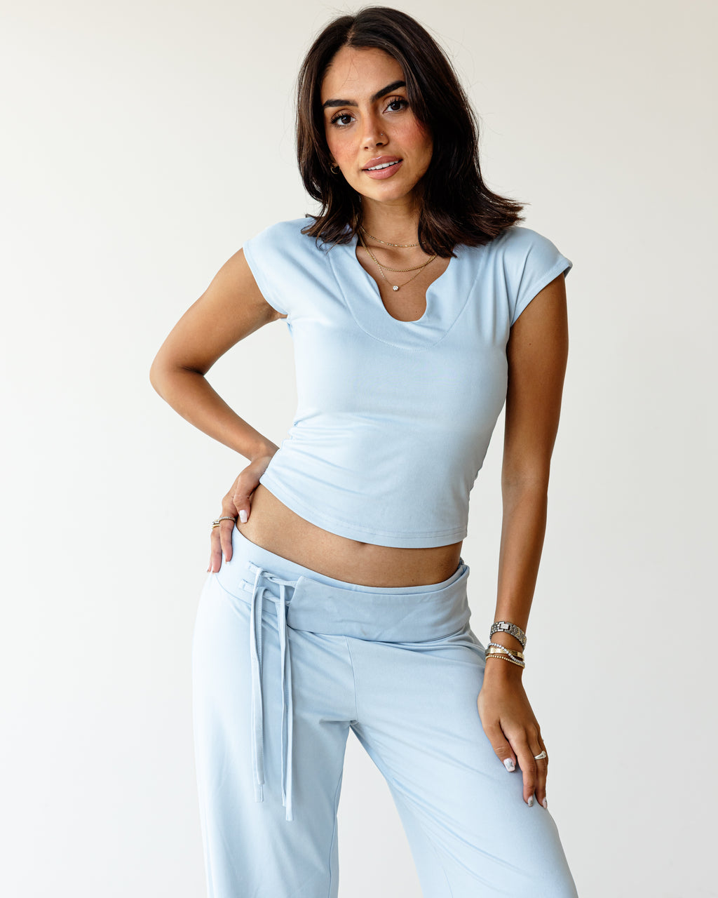 Victorian Grace Light Blue Top (Short Sleeve)