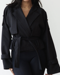 Black Cropped Trench