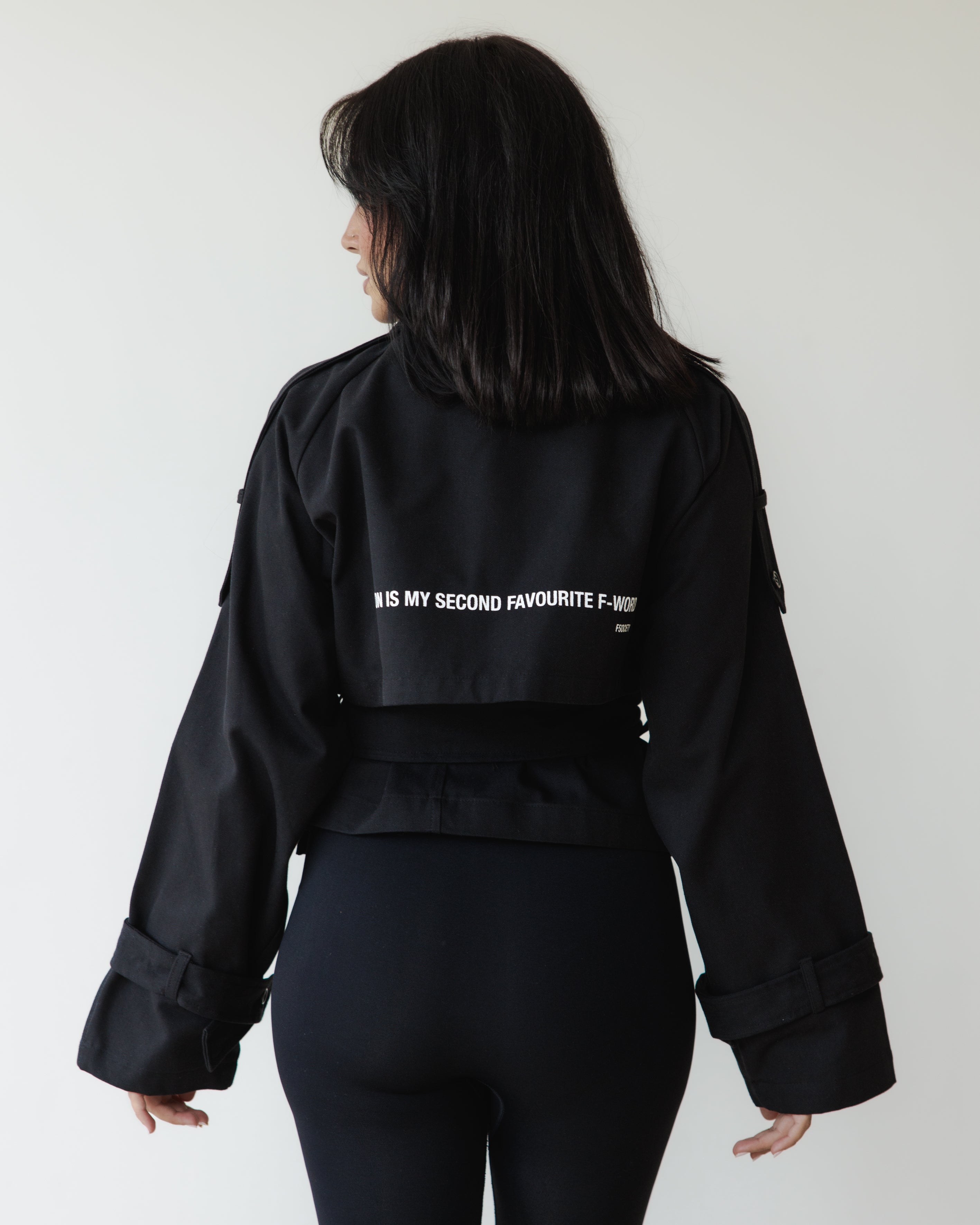 Black Cropped Trench