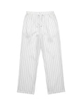 FSociety white and green pinstripe linen-blend wide-leg trousers with elasticated waistband and drawstring.