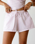 Riviera Pink Stripe Shorts detail